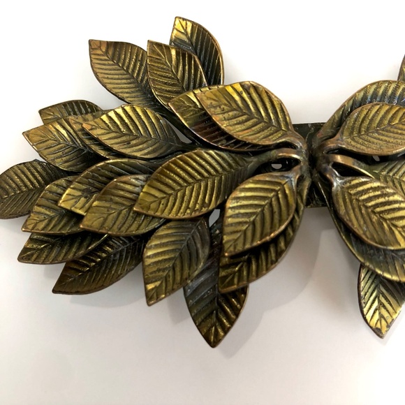 Vintage Gold-tone Angel Wings Leaves Pin Brooch Scarf Clip 4 1/2 Inch - Picture 2 of 8